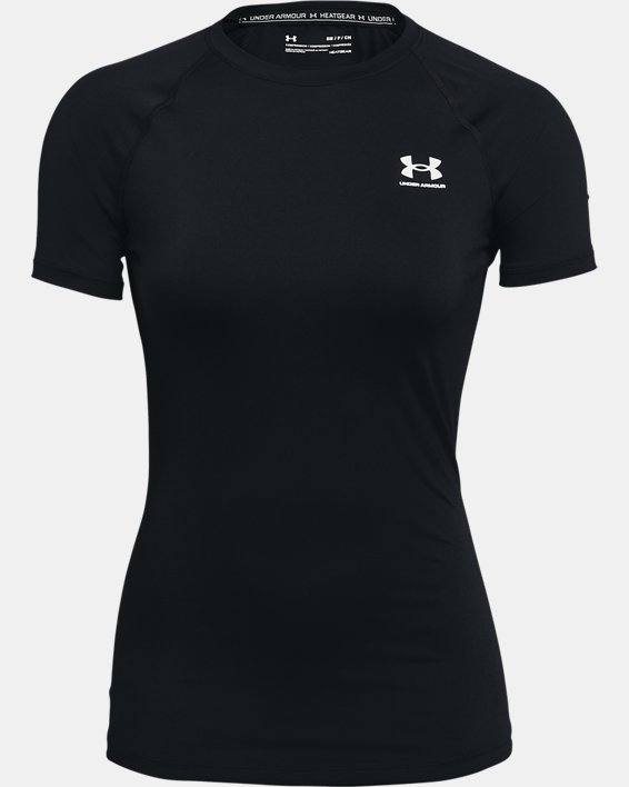 HeatGear® Kurzarm-Kompressionsshirt für Damen, Black, pdpMainDesktop image number 4